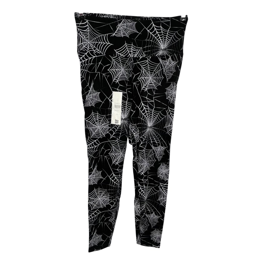 Spiderweb Halloween Leggings Womens Small‎ 4-6 Black White Spooky Goth NEW